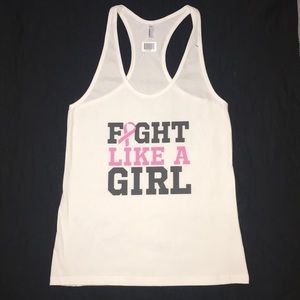 Breast cancer athletic tank top white pink ribbon